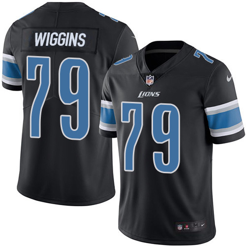 Nike Lions #79 Kenny Wiggins Black Youth Stitched NFL Limited Rush Jersey